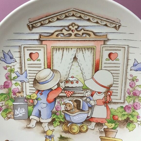 VTG 91s  Watkins Country Kids Porcelain Dessert Plate Moms Are Special 8" - Picture 8 of 10